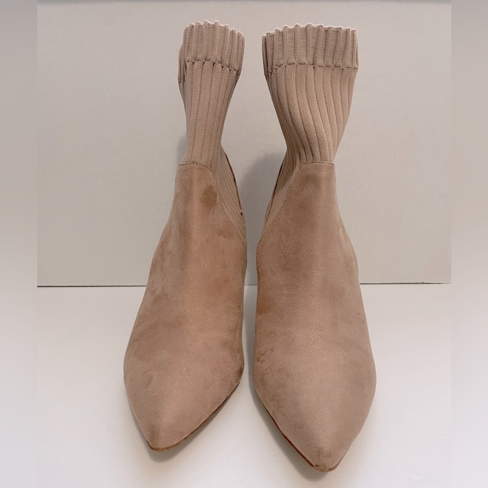 Zara Suede Slip-on Sock Heel ankle Boots - Picture 9 of 10
